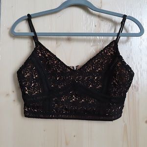 Kendall and Kylie lace crop top with zipper back